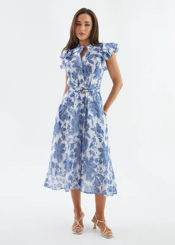 Cassia Midi Dress - Blue Bloom sold by Gingham & Heels