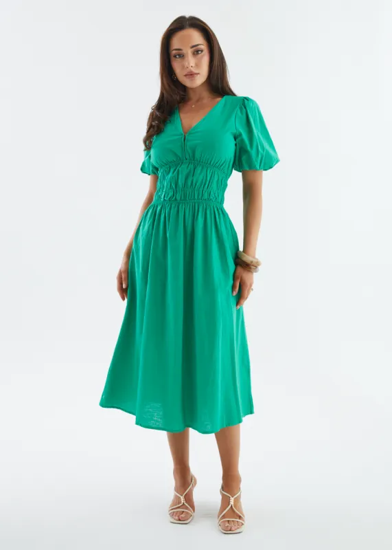 Adrienne Midi Dress - Green sold by Gingham & Heels
