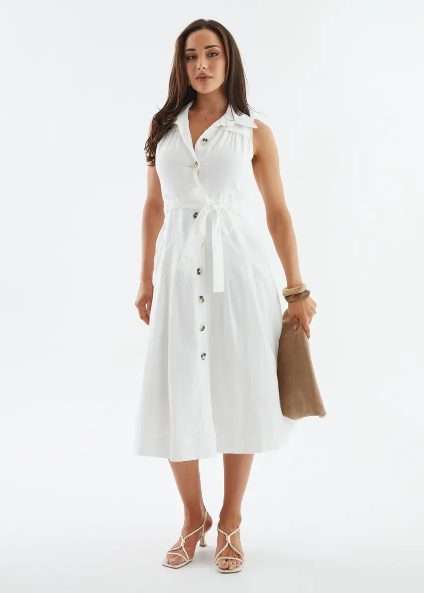 Kathryn Midi Dress - Off White sold by Gingham & Heels