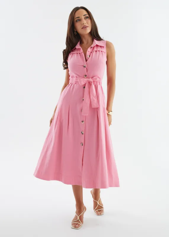 Kathryn Midi Dress - Pink sold by Gingham & Heels