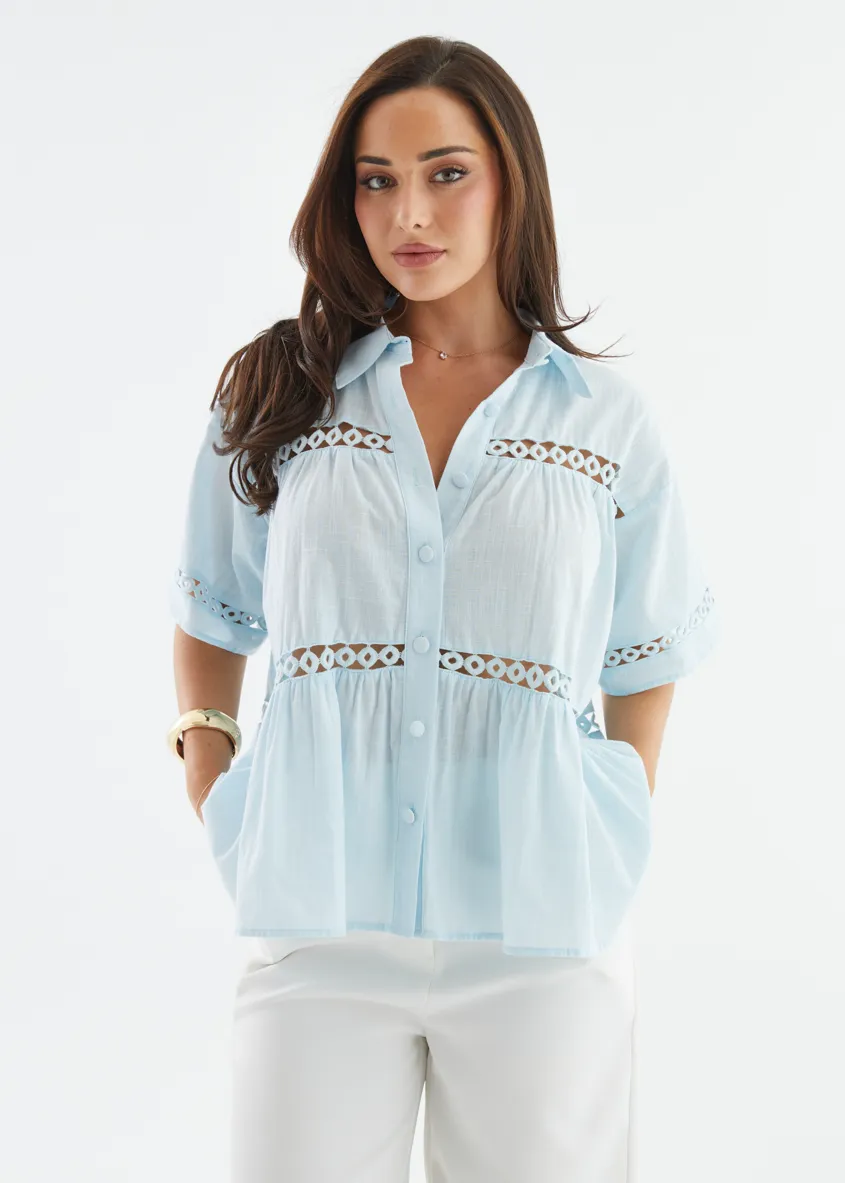 Zahra Shirt - Light Blue sold by Gingham & Heels product image thumbnail 2