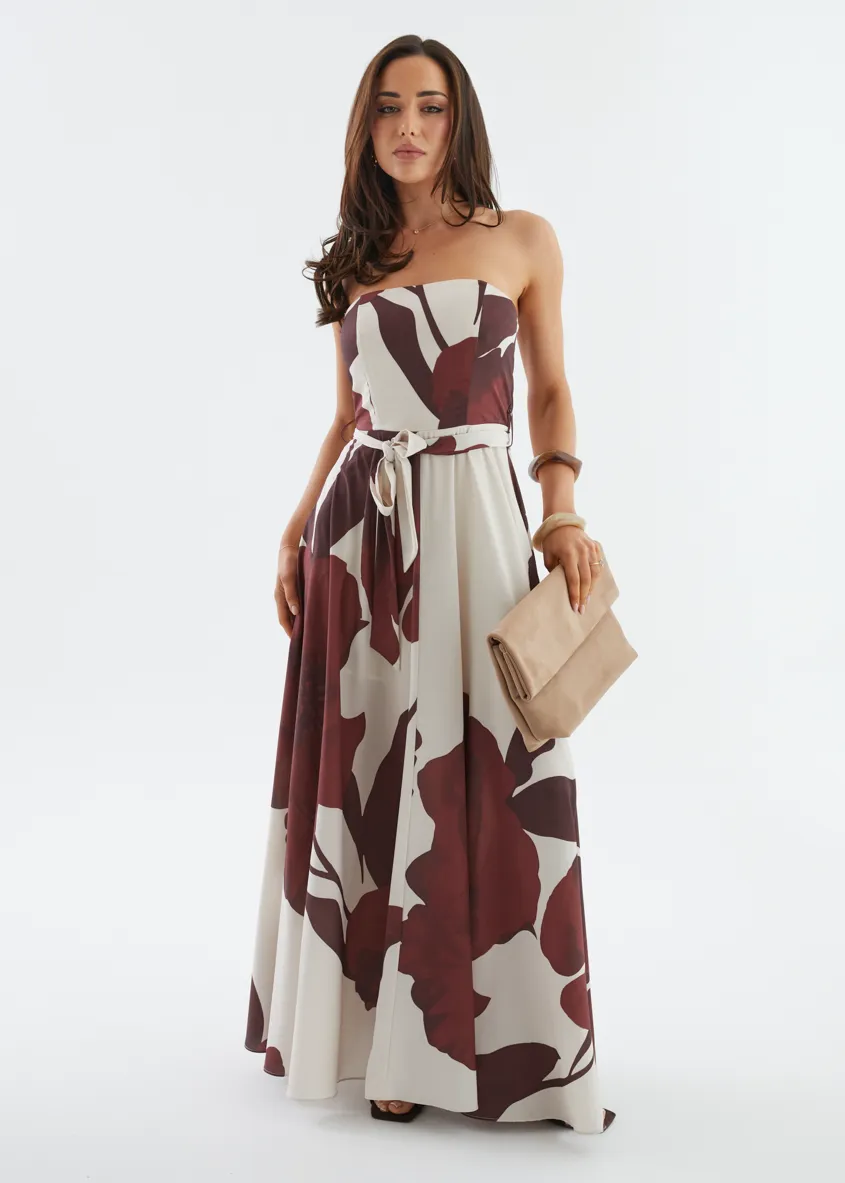 Jorgia Strapless Maxi Dress - Chocolate Floral sold by Gingham & Heels product image thumbnail 2