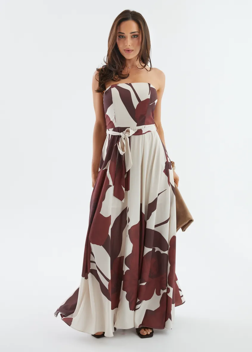 Jorgia Strapless Maxi Dress - Chocolate Floral sold by Gingham & Heels product image thumbnail 4
