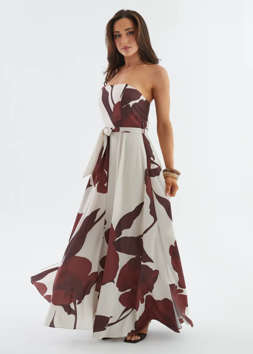 Jorgia Strapless Maxi Dress - Chocolate Floral sold by Gingham & Heels product image thumbnail 5