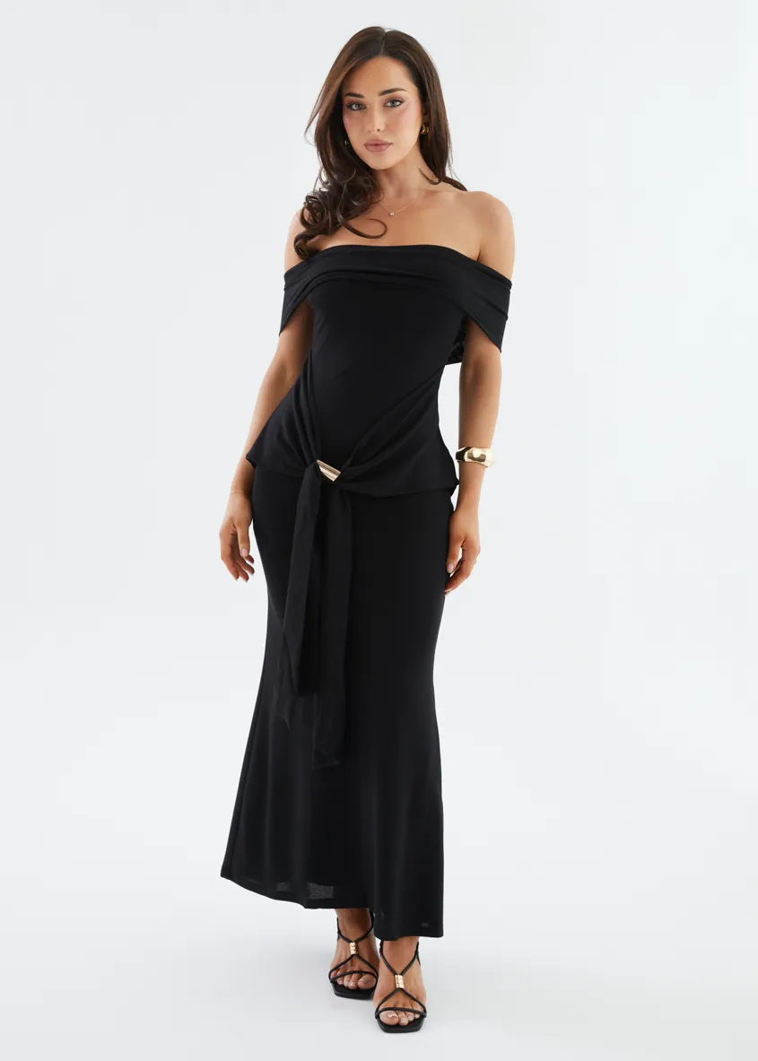 Tania Off Shoulder Midi Dress - Black sold by Gingham & Heels product image thumbnail 3