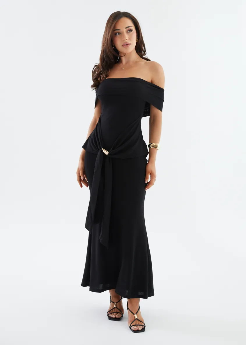 Tania Off Shoulder Midi Dress - Black sold by Gingham & Heels product image thumbnail 2