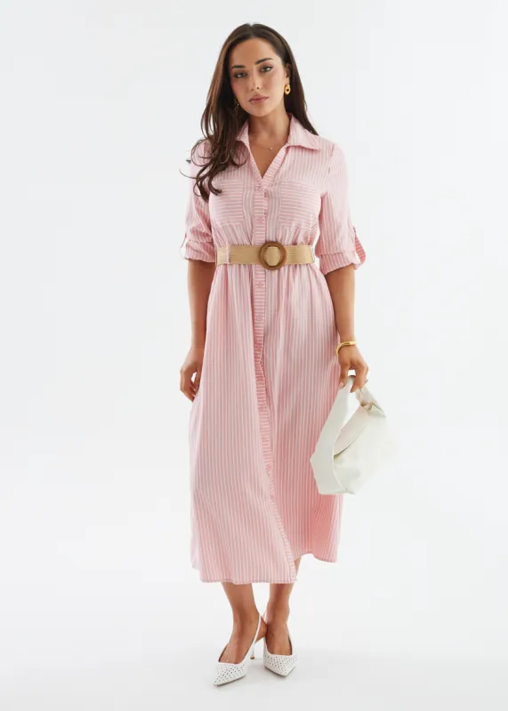 Franzine Maxi Dress - Pink Stripe sold by Gingham & Heels