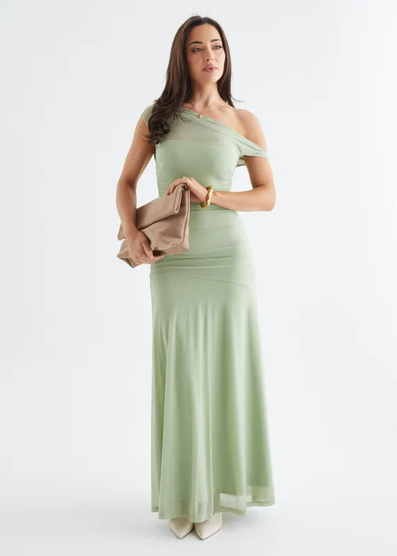 Cecilia Drop Shoulder Maxi Dress - Lime sold by Gingham & Heels