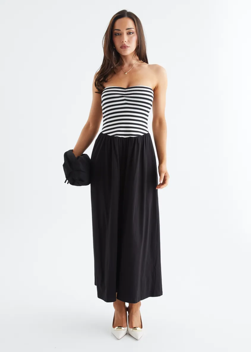 Lori Strapless Maxi Dress - Black Stripe sold by Gingham & Heels product image thumbnail 4
