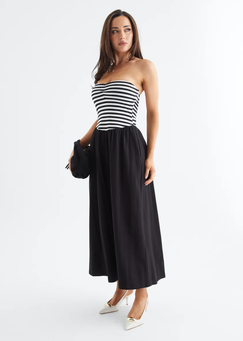 Lori Strapless Maxi Dress - Black Stripe sold by Gingham & Heels product image thumbnail 2