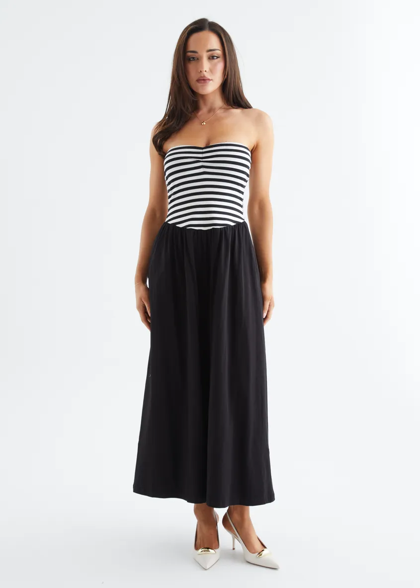 Lori Strapless Maxi Dress - Black Stripe sold by Gingham & Heels product image thumbnail 5