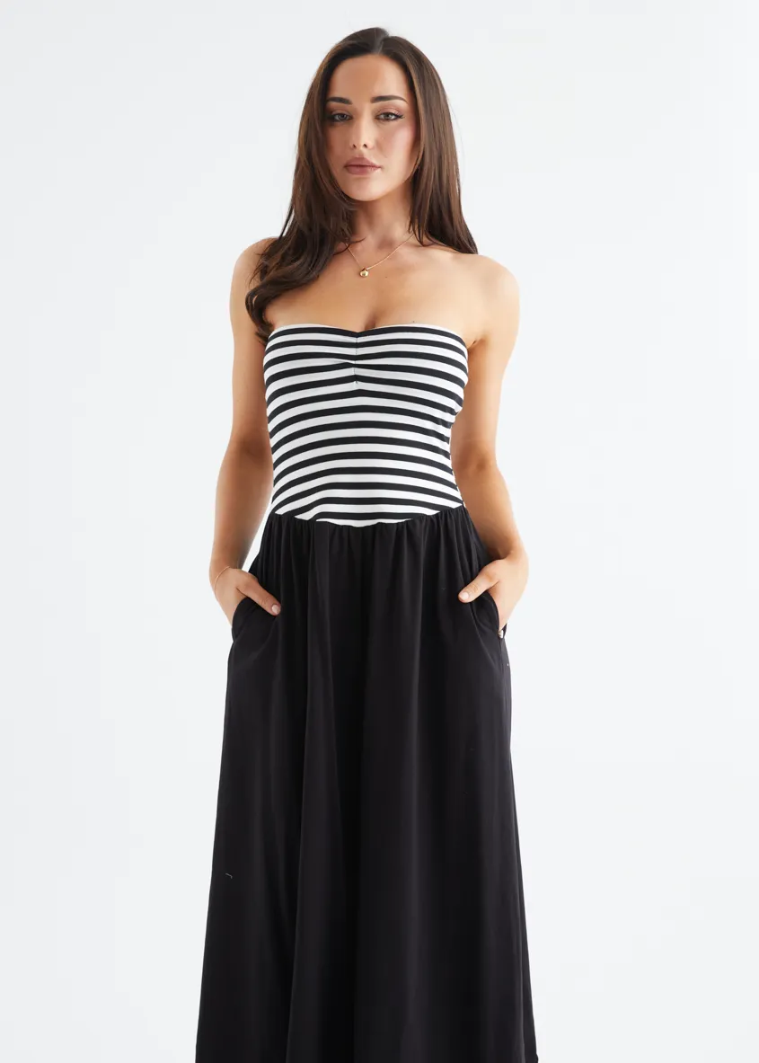 Lori Strapless Maxi Dress - Black Stripe sold by Gingham & Heels product image thumbnail 3
