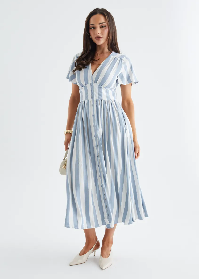 Loretto Maxi Dress - Sky Stripe sold by Gingham & Heels