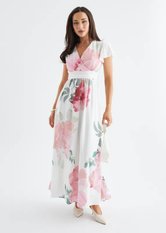 Marcella Maxi Dress - Pink Flowers sold by Gingham & Heels