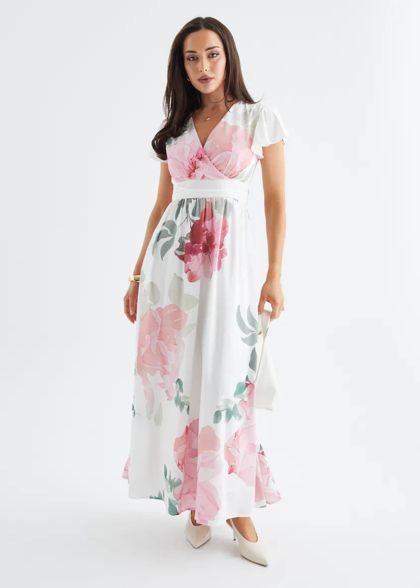 Marcella Maxi Dress - Pink Flowers sold by Gingham & Heels