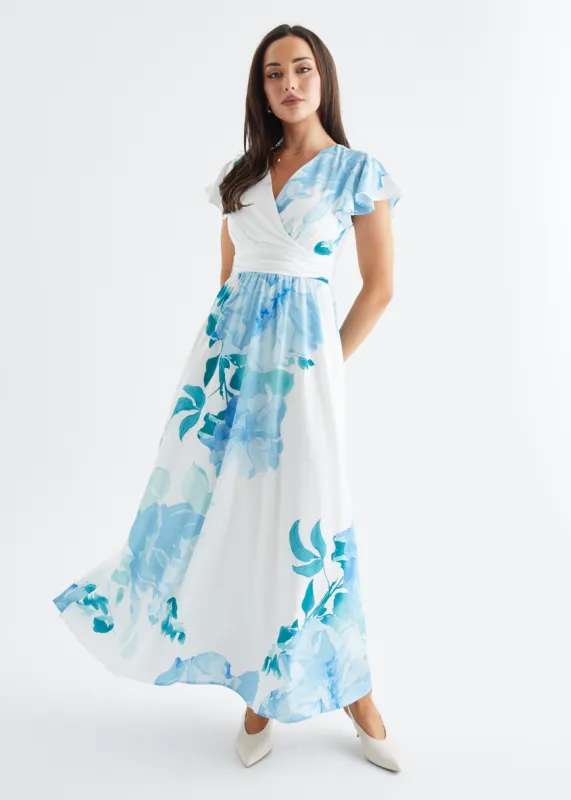 Marcella Maxi Dress - Blue Flowers sold by Gingham & Heels