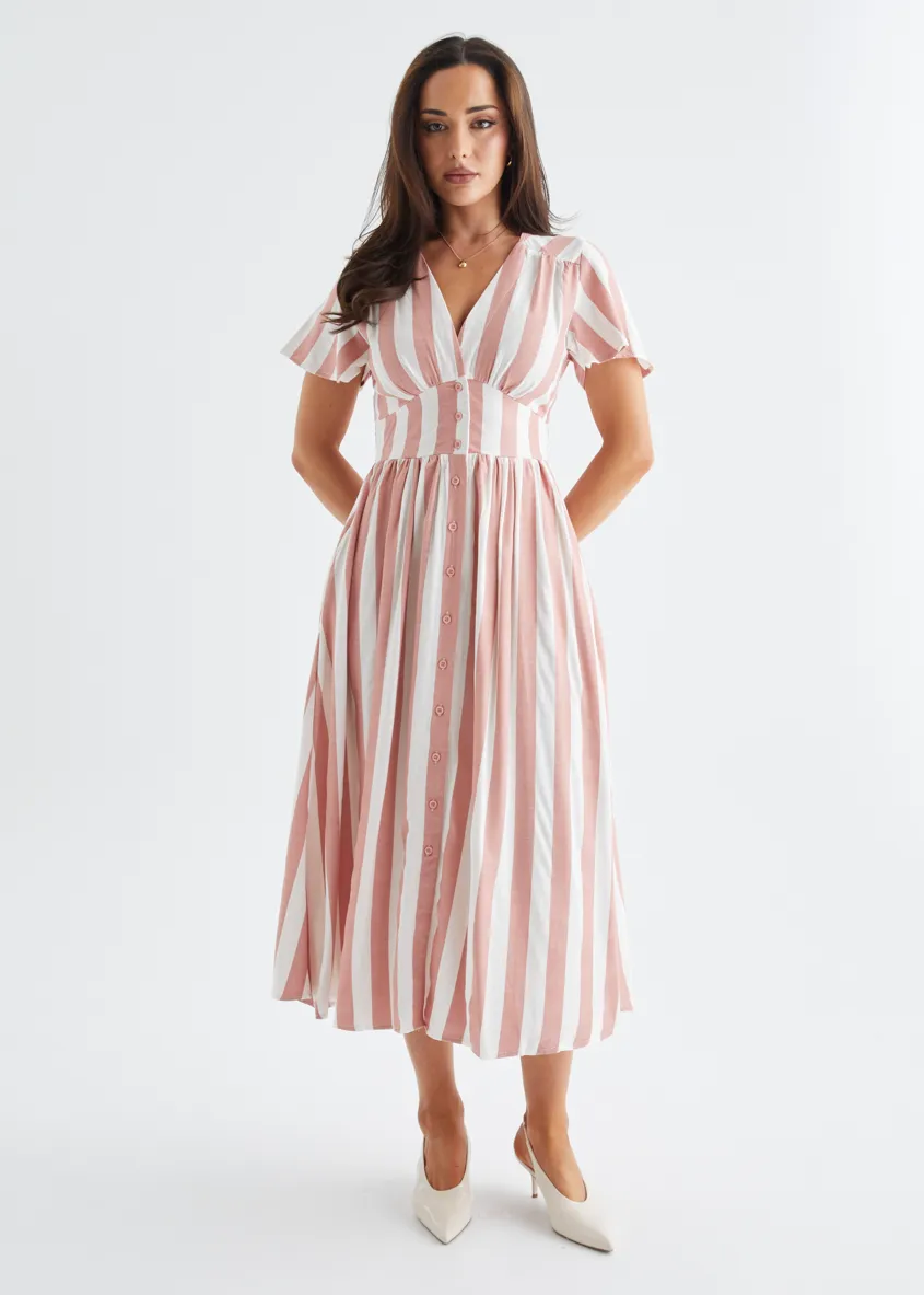 Loretto Maxi Dress - Salmon Stripe sold by Gingham & Heels product image thumbnail 5