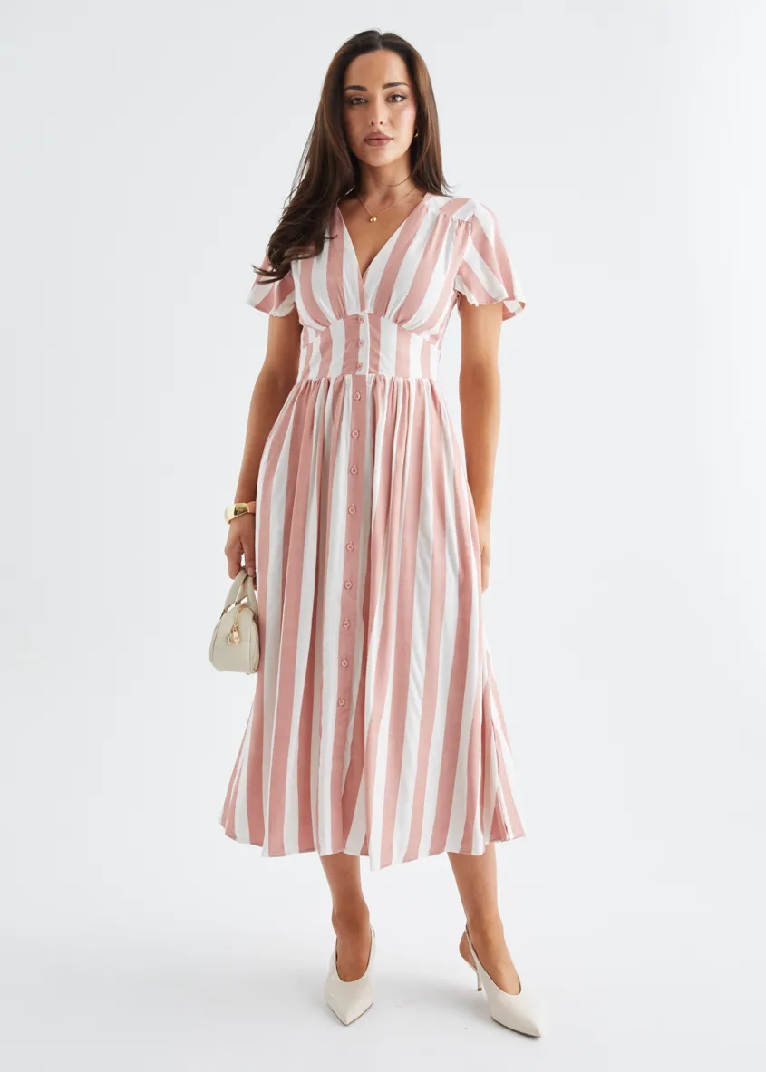 Loretto Maxi Dress - Salmon Stripe sold by Gingham & Heels product image thumbnail 3