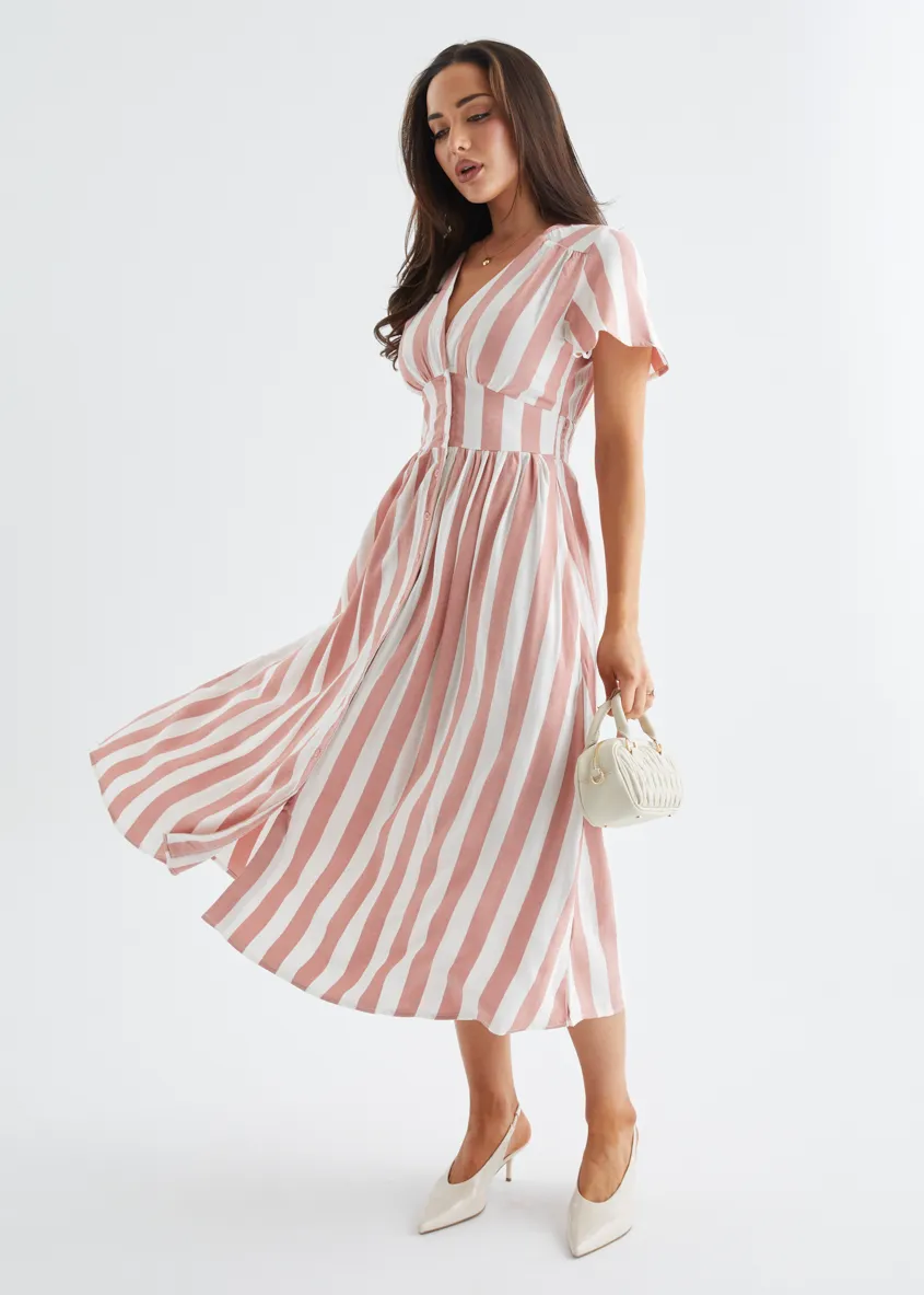 Loretto Maxi Dress - Salmon Stripe sold by Gingham & Heels product image thumbnail 2
