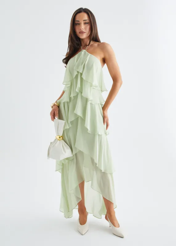 Telaena Halter Maxi Dress - Lime sold by Gingham & Heels