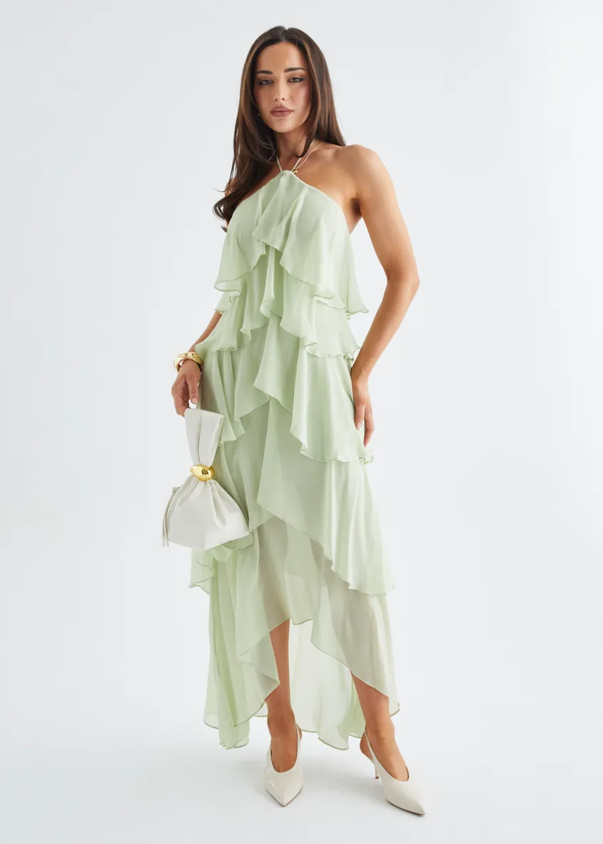 Telaena Halter Maxi Dress - Lime sold by Gingham & Heels