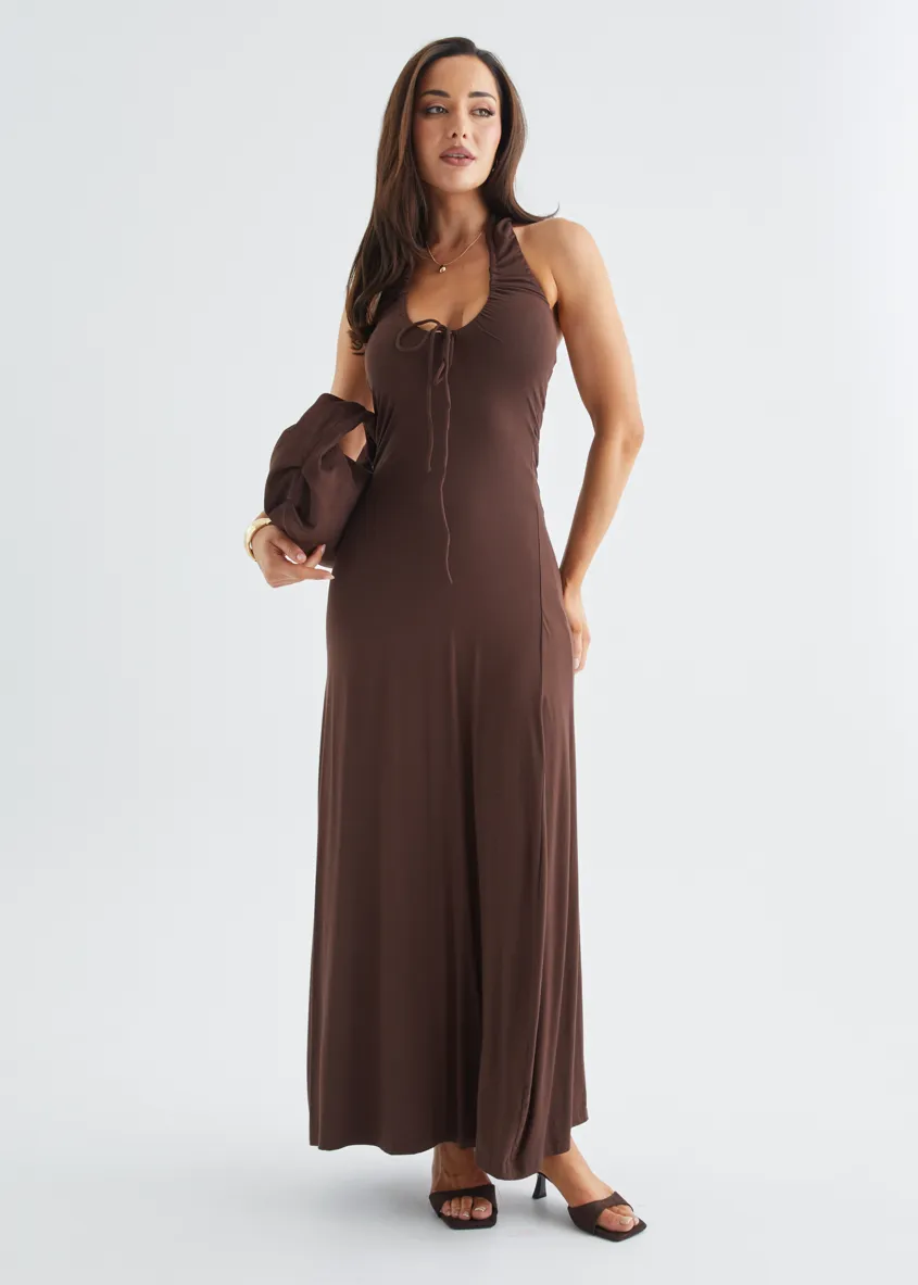 Erin Halter Maxi Dress - Chocolate sold by Gingham & Heels product image thumbnail 2