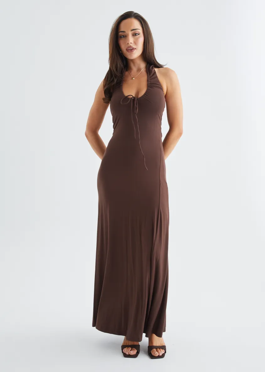 Erin Halter Maxi Dress - Chocolate sold by Gingham & Heels product image thumbnail 3