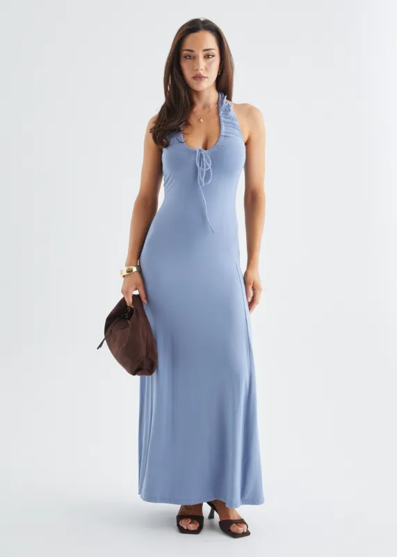 Erin Halter Maxi Dress - Steel Blue sold by Gingham & Heels