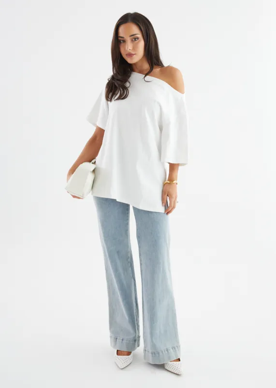 Mylee Drop Shoulder Top - Off White sold by Gingham & Heels