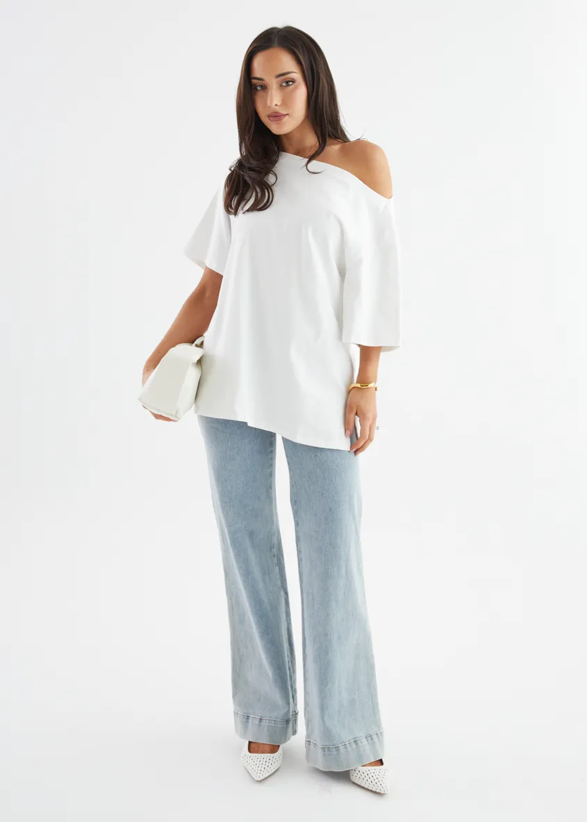 Mylee Drop Shoulder Top - Off White sold by Gingham & Heels