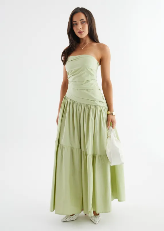 Abie Strapless Maxi Dress - Lime sold by Gingham & Heels