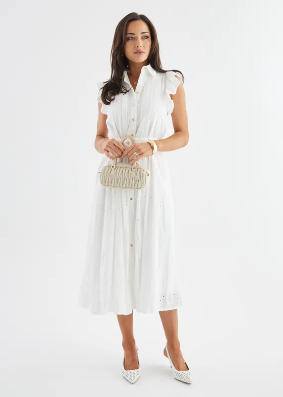 Massey Midi Dress - Off White sold by Gingham & Heels