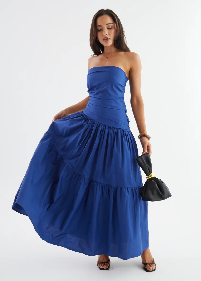 Abie Strapless Maxi Dress - Navy sold by Gingham & Heels