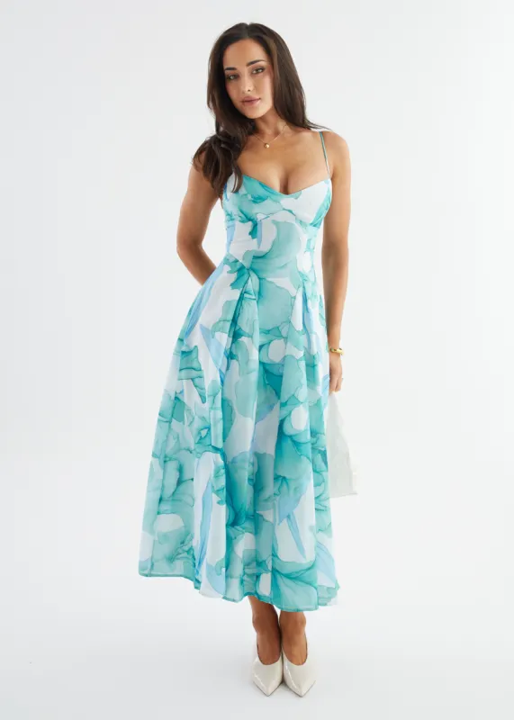 Selina Maxi Dress - Aquamarine Petal sold by Gingham & Heels