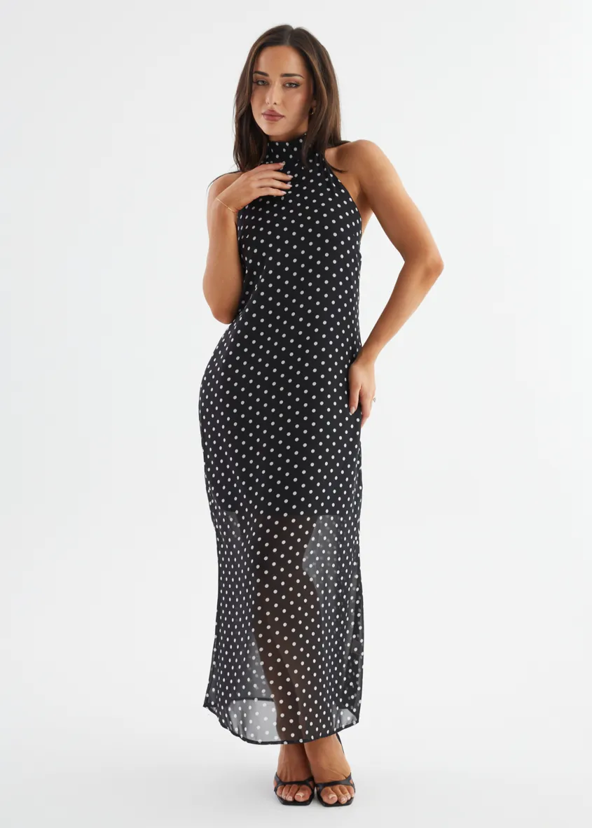 Disillusion Halter Maxi Dress - Black Polka sold by Gingham & Heels product image thumbnail 5