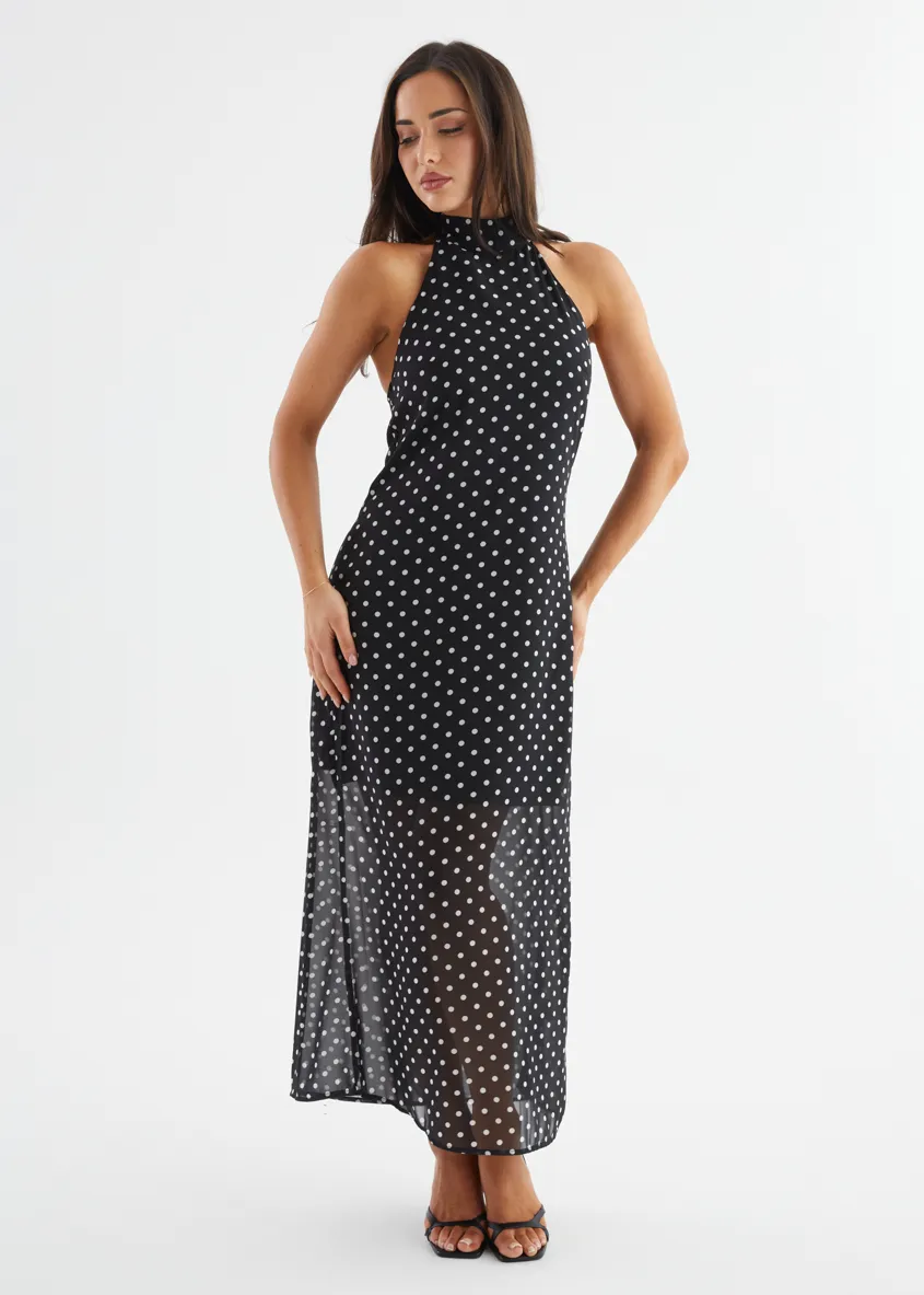 Disillusion Halter Maxi Dress - Black Polka sold by Gingham & Heels product image thumbnail 4