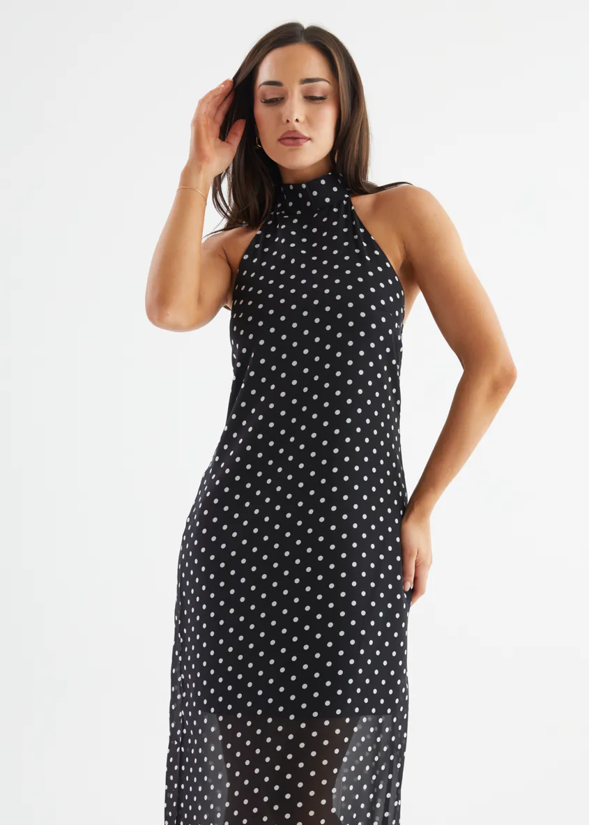 Disillusion Halter Maxi Dress - Black Polka sold by Gingham & Heels product image thumbnail 3