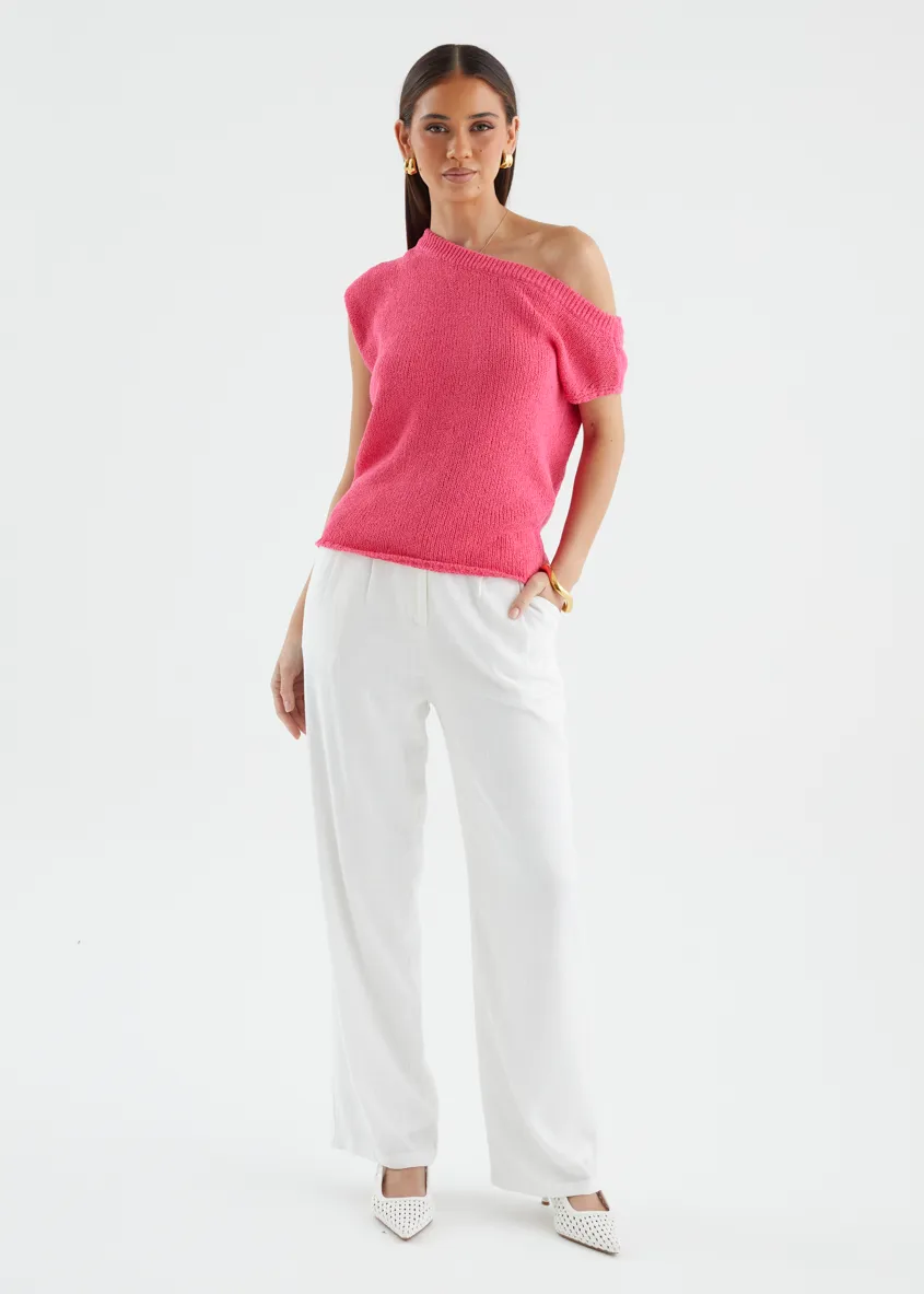 Casoni One Shoulder Knit Top - Hot Pink sold by Gingham & Heels product image thumbnail 5