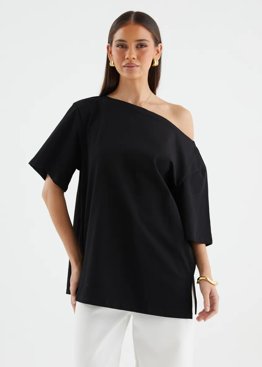 Mylee Drop Shoulder Top - Black sold by Gingham & Heels product image thumbnail 2