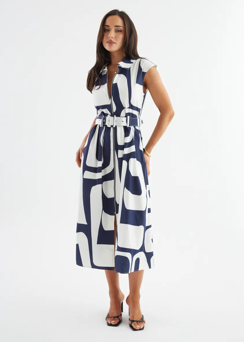 Casper Midi Dress - Navy Abstract sold by Gingham & Heels product image thumbnail 3