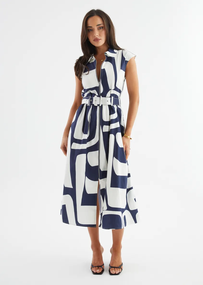 Casper Midi Dress - Navy Abstract sold by Gingham & Heels product image thumbnail 5