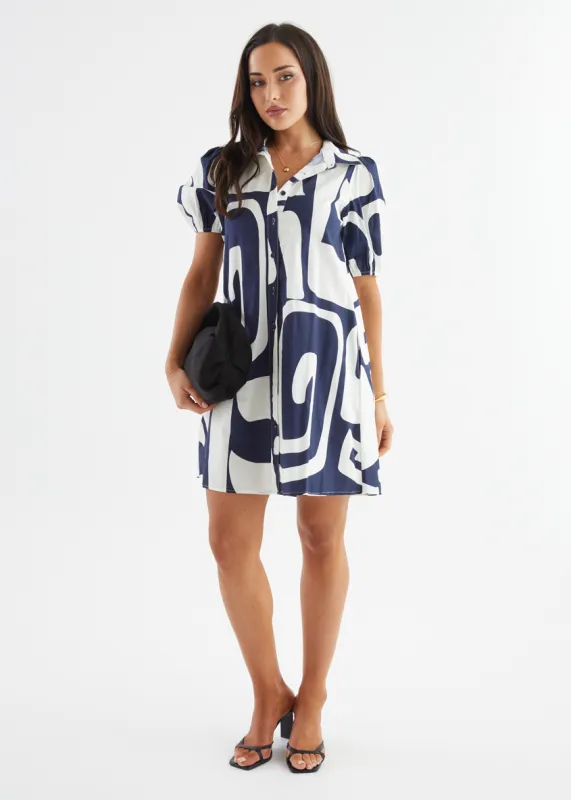 Ciella Dress - Navy Abstract sold by Gingham & Heels