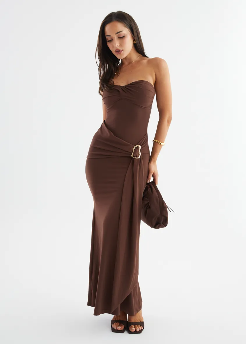 Alexza Strapless Maxi Dress - Chocolate sold by Gingham & Heels product image thumbnail 2