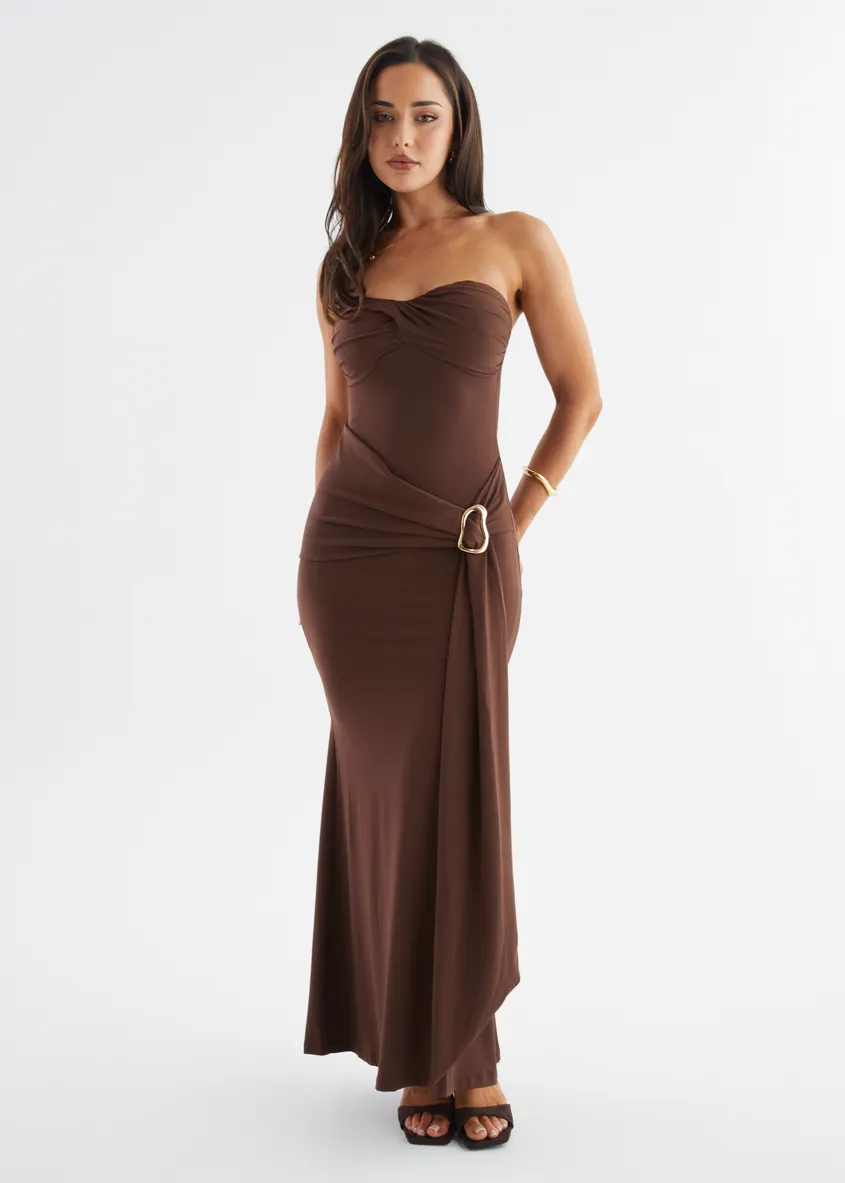 Alexza Strapless Maxi Dress - Chocolate sold by Gingham & Heels product image thumbnail 5