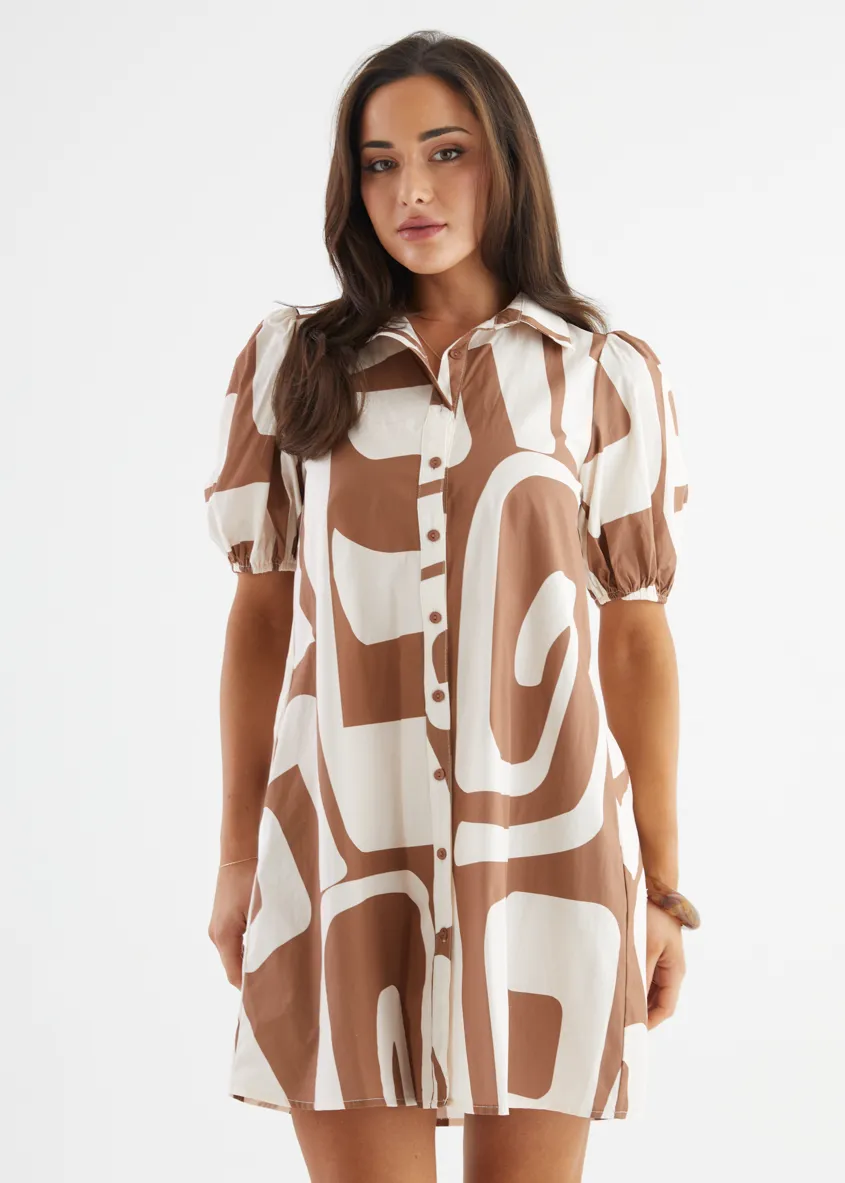 Ciella Dress - Mocha Abstract sold by Gingham & Heels product image thumbnail 4