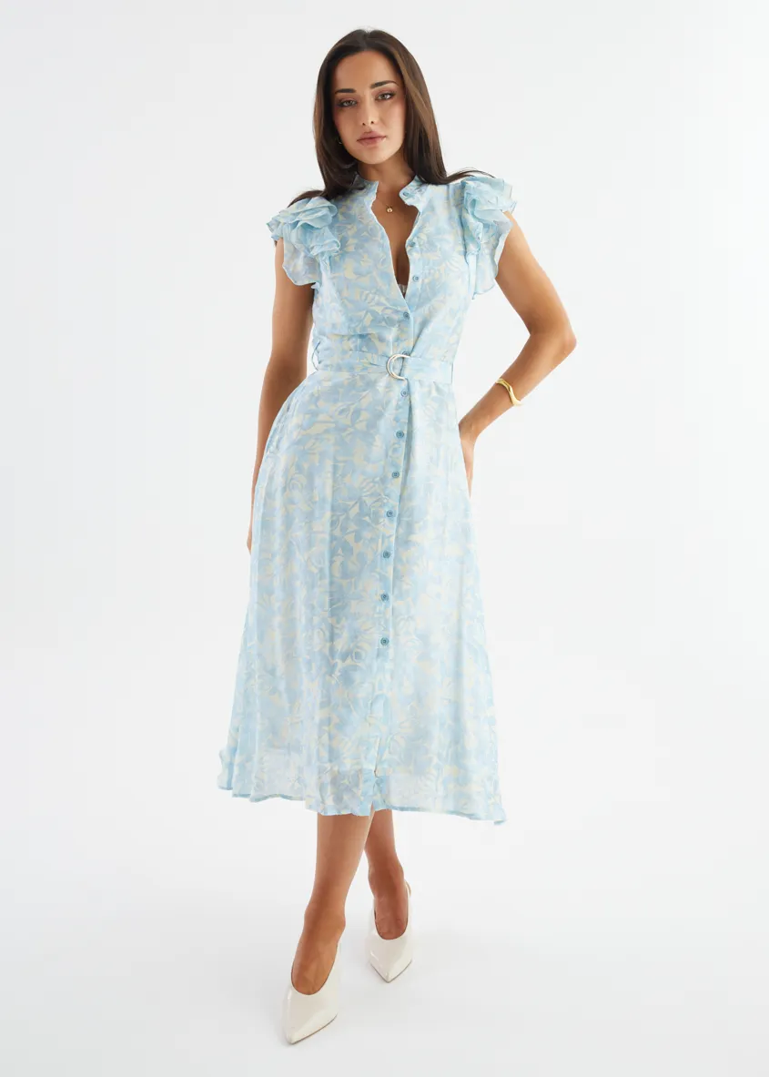 Cassia Midi Dress - Sky Blue Floral sold by Gingham & Heels product image thumbnail 3