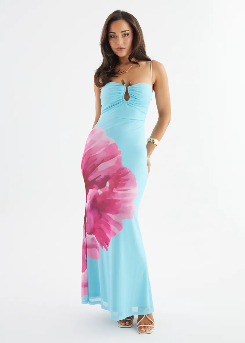 Meira Mesh Maxi Dress - Aqua sold by Gingham & Heels