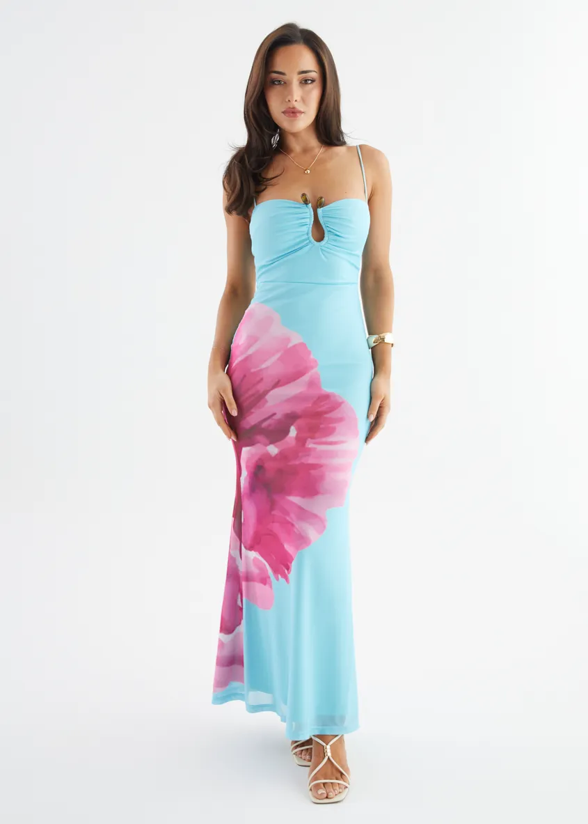 Meira Mesh Maxi Dress - Aqua sold by Gingham & Heels product image thumbnail 3