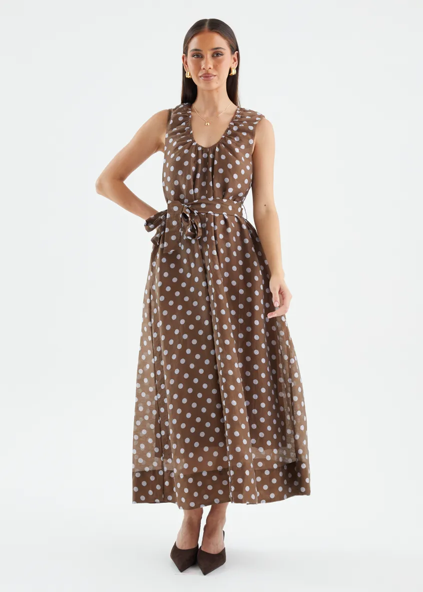 Poppi Maxi Dress - Chocolate Polka sold by Gingham & Heels product image thumbnail 3