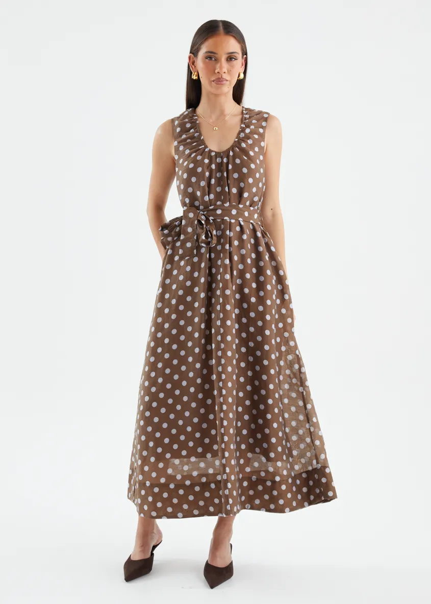 Poppi Maxi Dress - Chocolate Polka sold by Gingham & Heels product image thumbnail 4